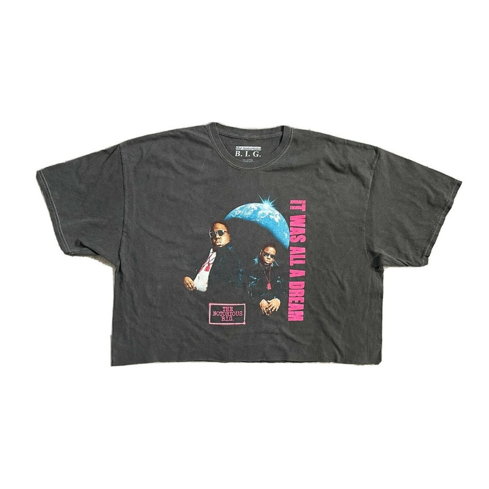 Urban Outfitters Biggie It Was All A Dream Black Cropped Oversized Tee